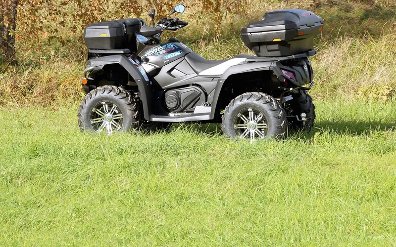 Quad z kufrem Iron Baltic na łące